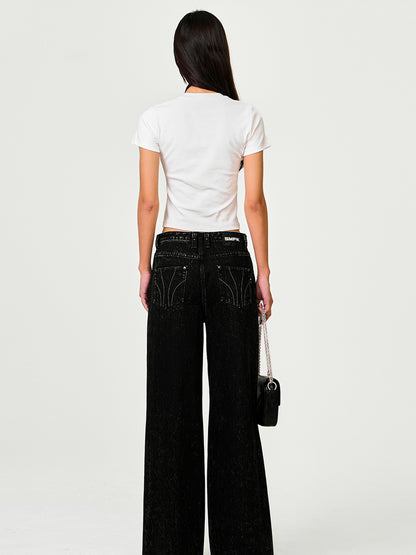 Black Garden Classic Wide-Leg Jeans