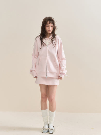 Pink Checkered Little Angel Hoodie &amp; Skirt Set