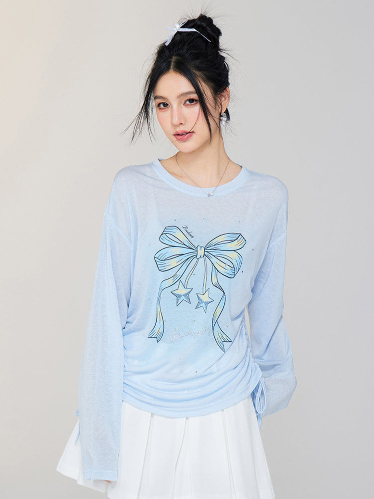 Bow-knot Tencel Sunscreen T-shirt