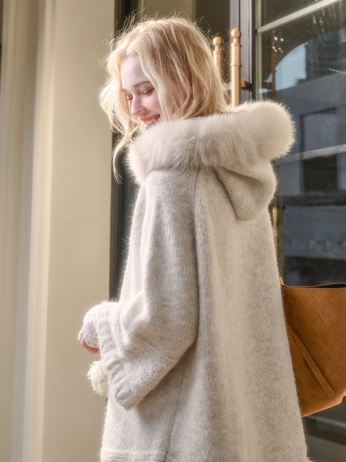 Soft Grace Wool-Blend Knitted Cape Dress