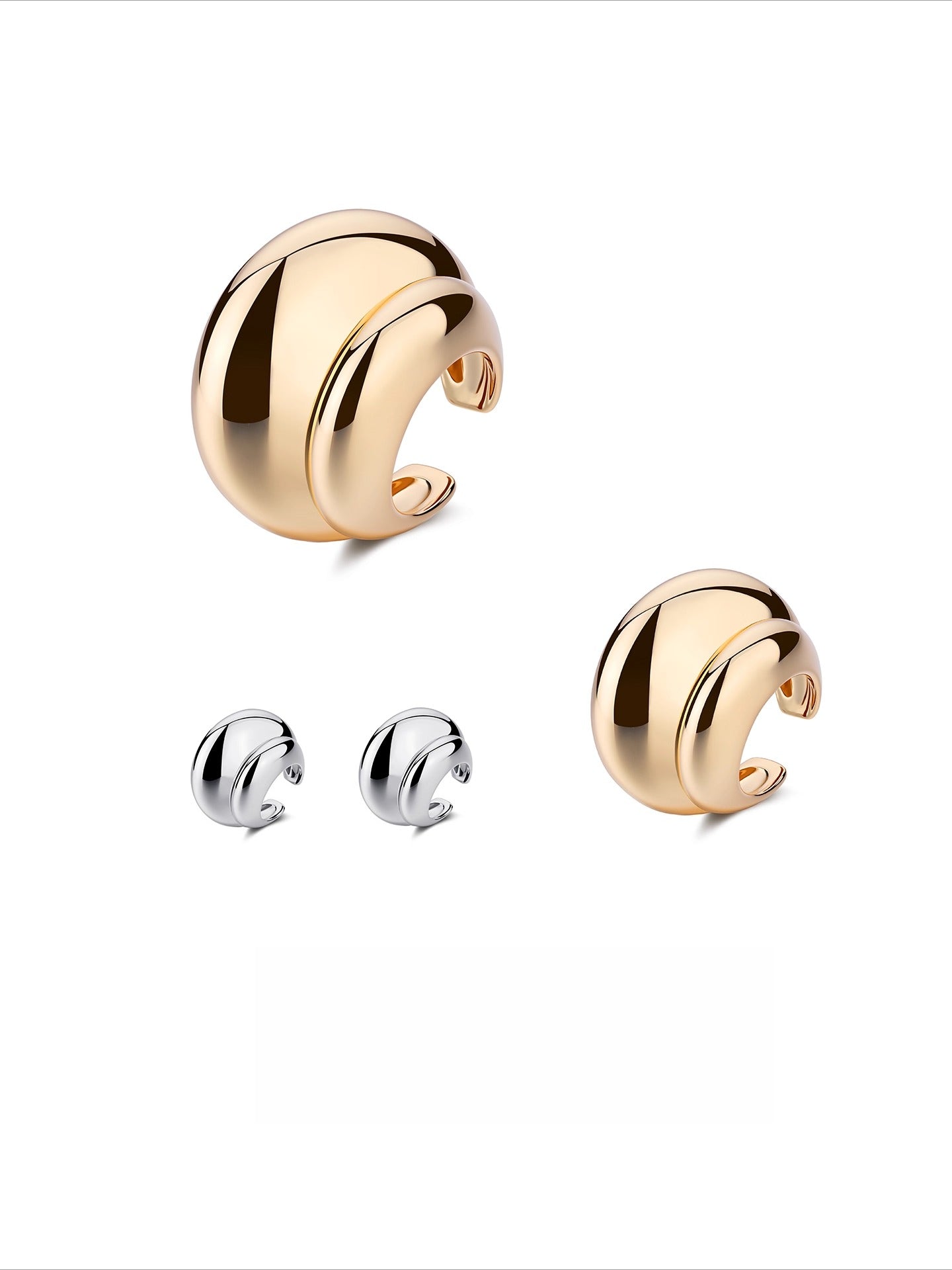Reshaped Romance Dual-Layer Metal Hoop Earrings