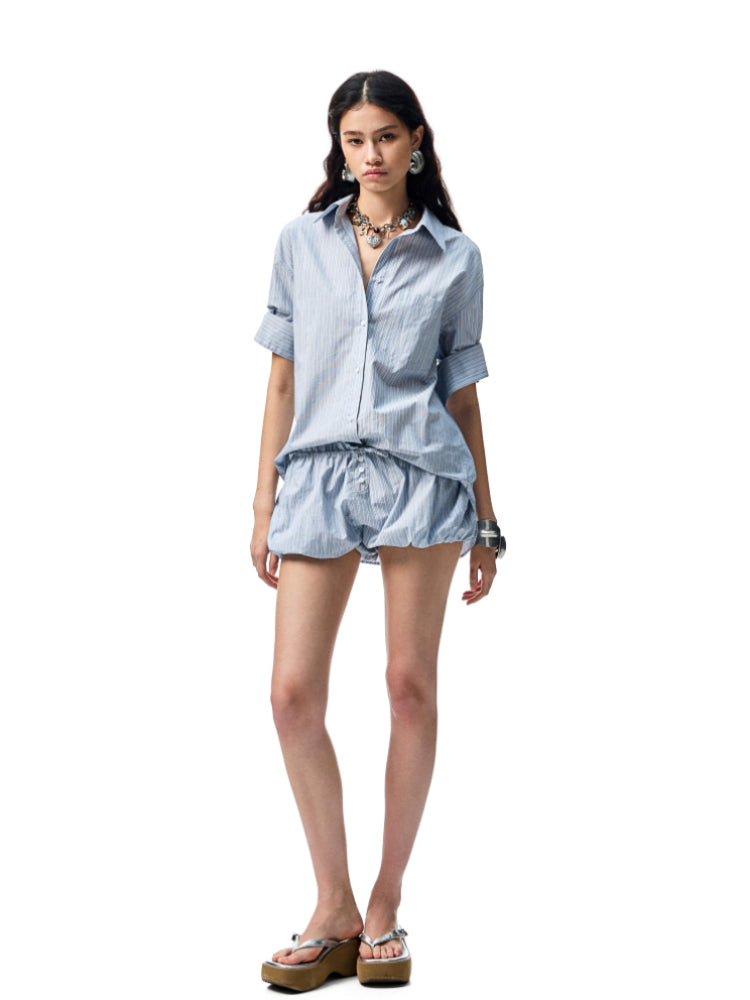 Mid Sleeve Loose-fit Shirt &amp; Skirt Set
