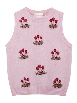 Pink &amp; Blue Embroidered Knit Vest