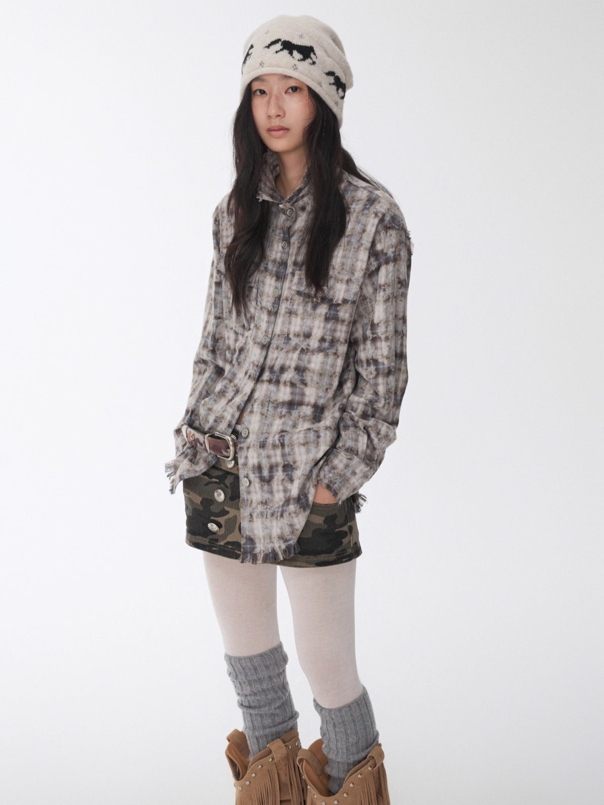 Fair Isle Pony Jacquard Knit Beanie