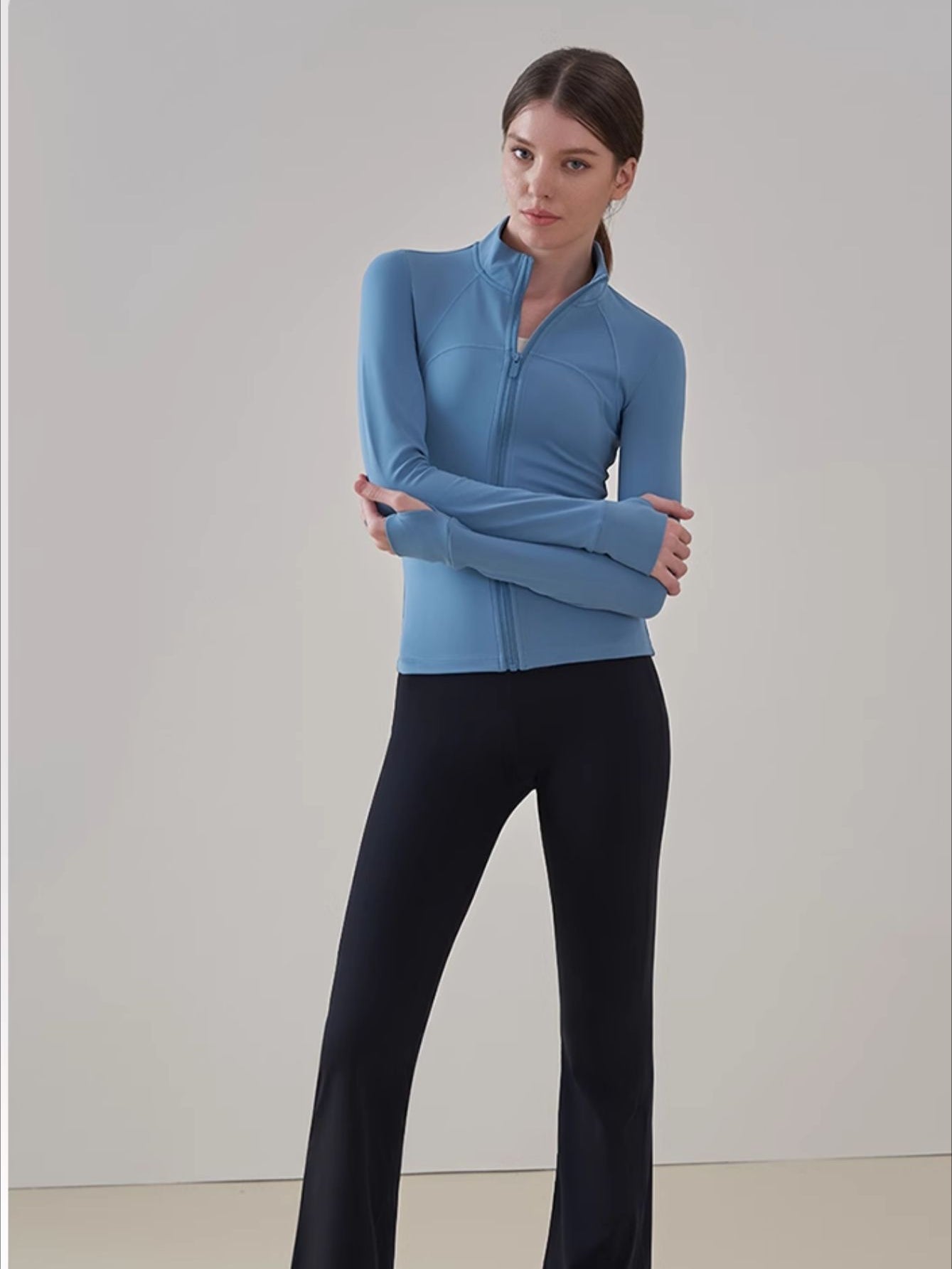 High-neck Fleece-lined Yoga Jacket