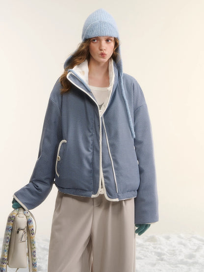 Reversible Checkered Short Down Jacket