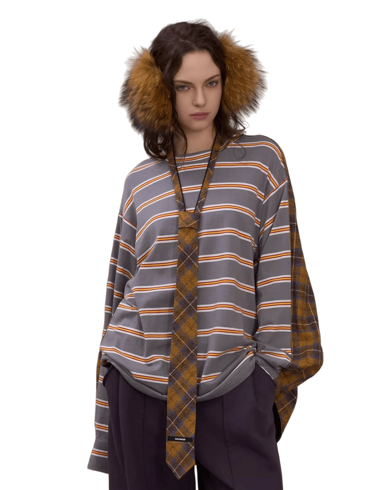 Adjustable Two-Way Contrast Plaid Tie