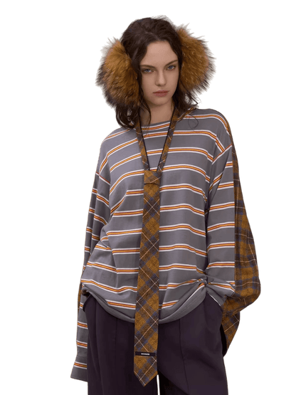 Adjustable Two-Way Contrast Plaid Tie