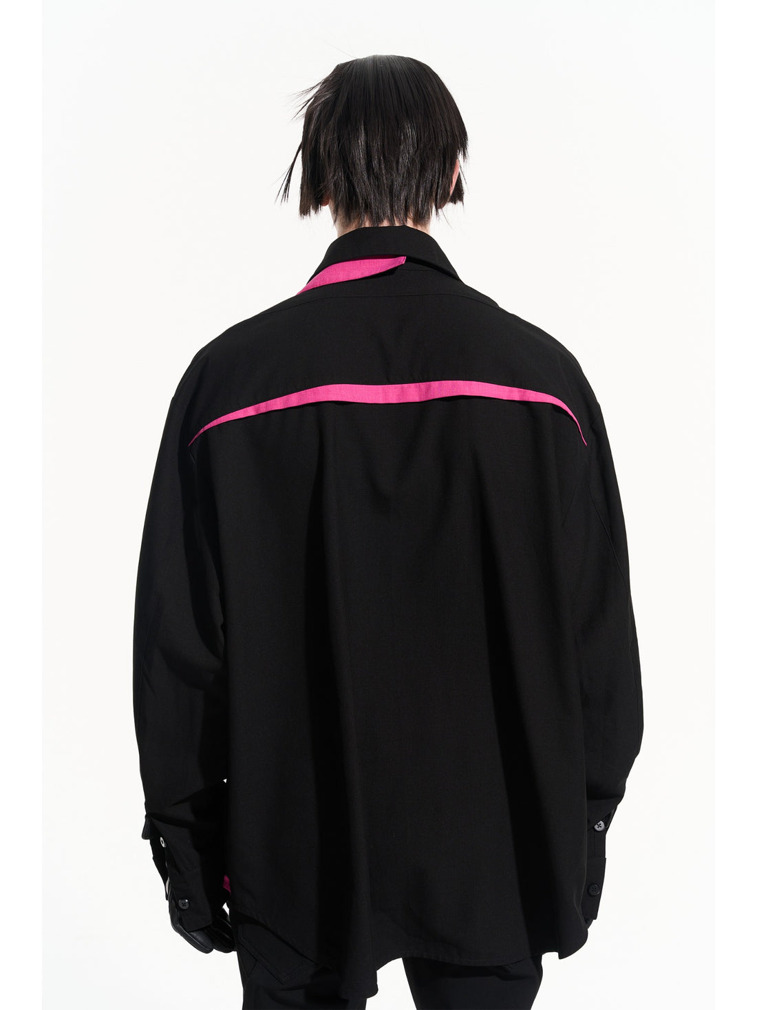 Layered Contrast Multi-Collar Asymmetric Shirt