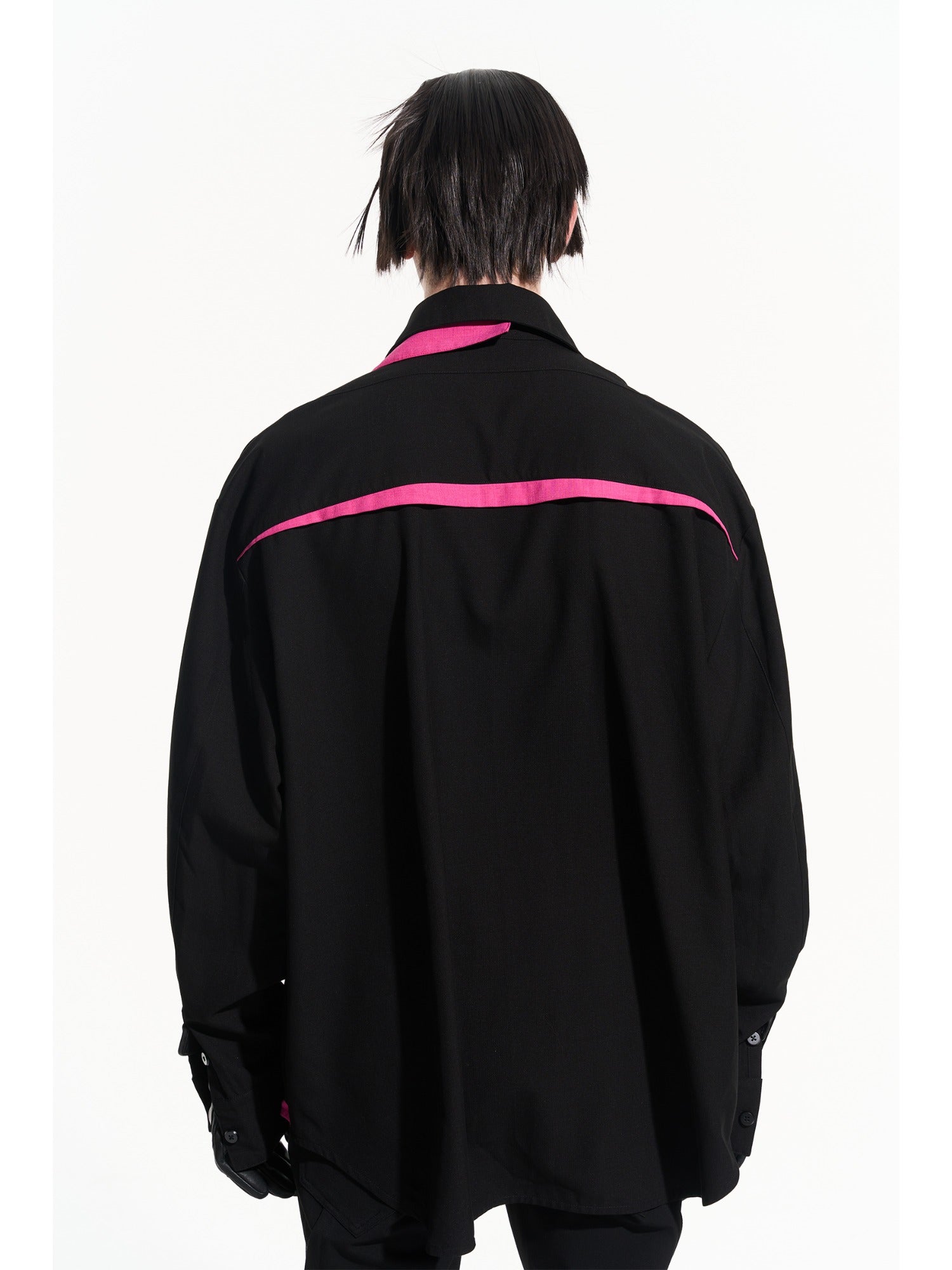 Layered Contrast Multi-Collar Asymmetric Shirt