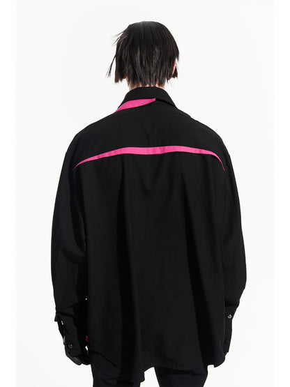 Layered Contrast Multi-Collar Asymmetric Shirt