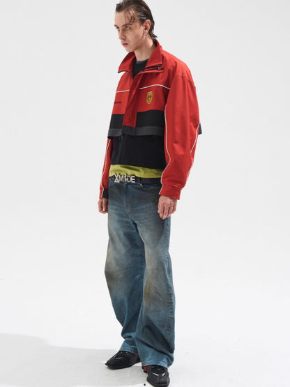 Two-Piece Detachable Long Contrast Jacket