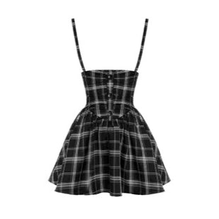 High-Waist Corset Plaid Suspender Skirt