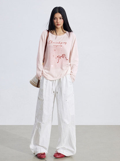 Ruched Utility Wide-Leg Cargo Pants