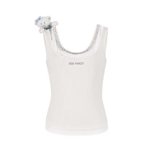 Gemstone-Collar Fitted Cropped Camisole