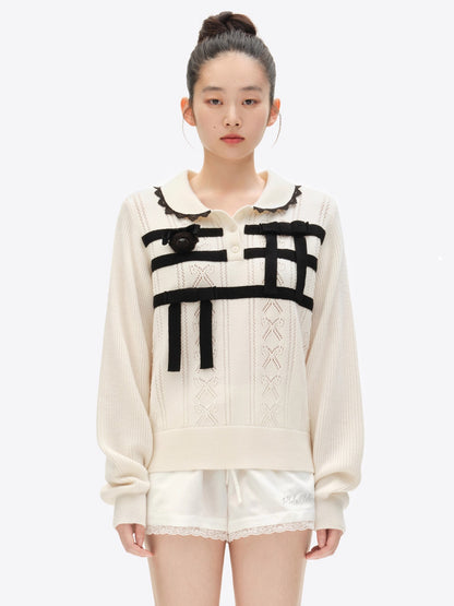 Polo-Collar Knit Pullover