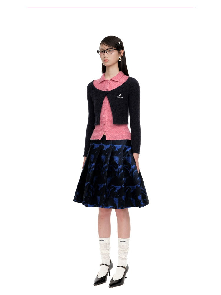 Single-Button Wool-Blend Knit Cardigan
