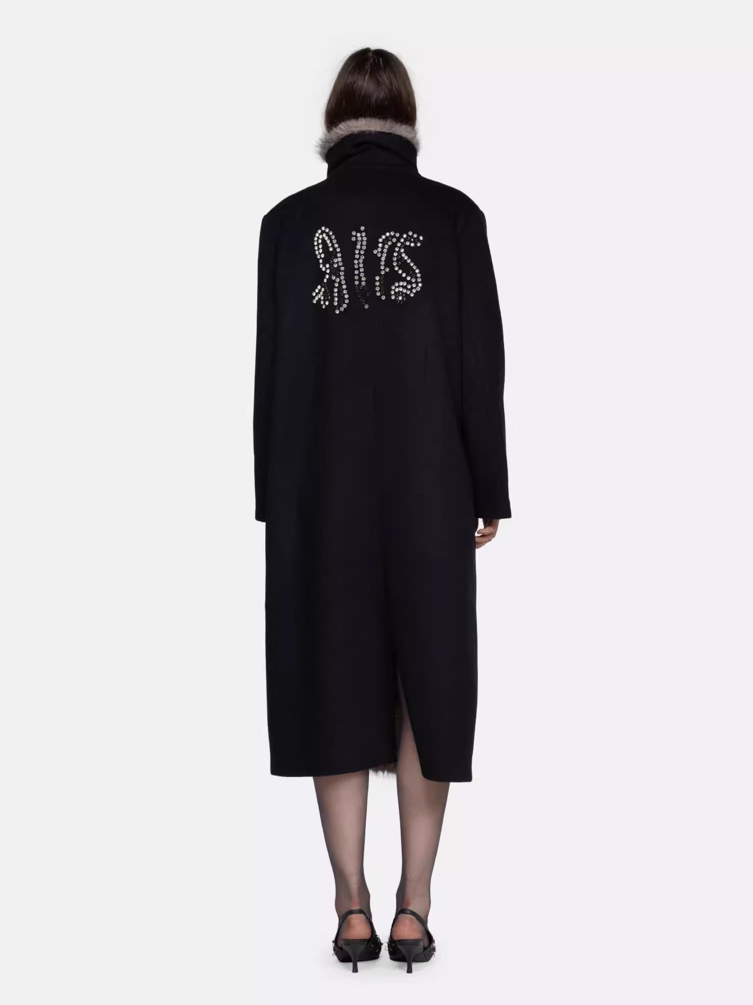 Detachable Fur Collar Wool-Blend Coat