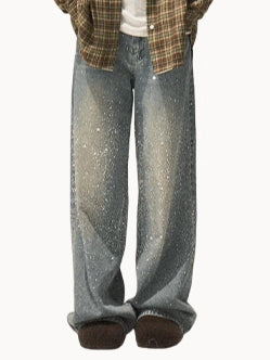 Washed Cotton Straight-Leg Jeans