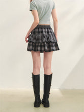 Checkered Panel Ruffle Skirt - CHINASQUAD