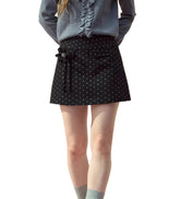 Wool Polka Dot A-line Mini Skirt - CHINASQUAD
