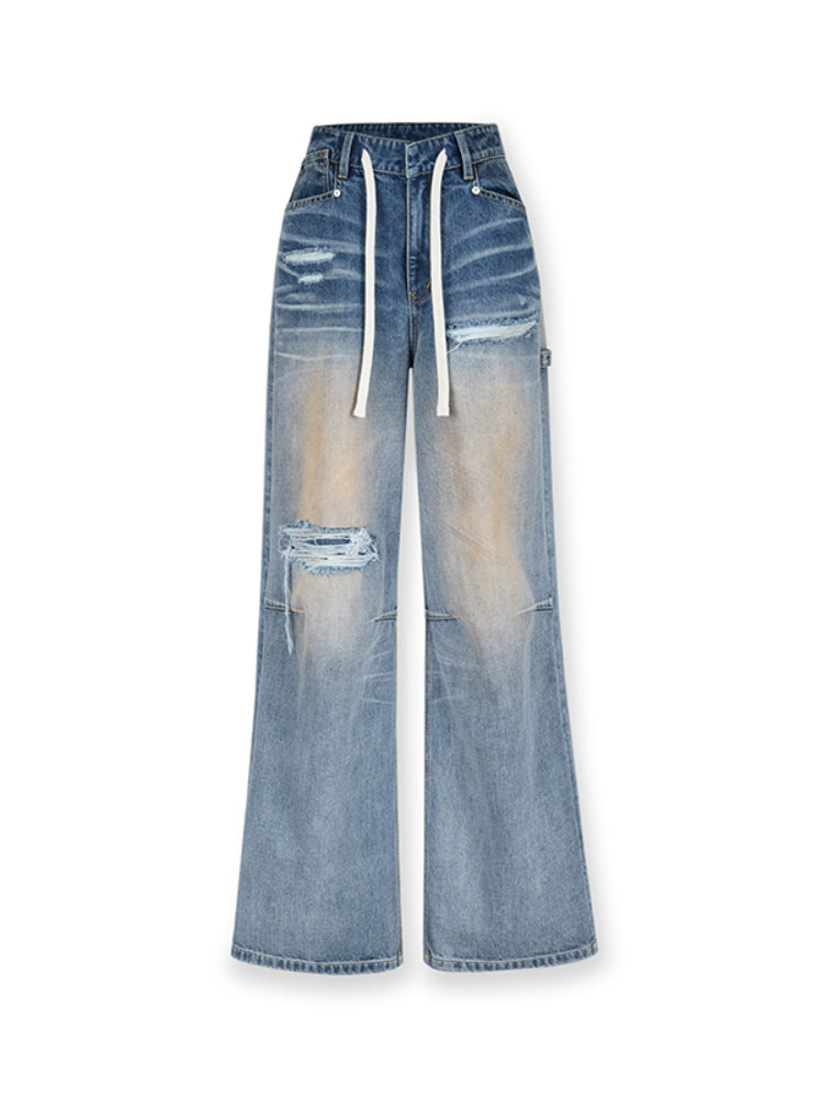 3D Whisker Ripped Jeans