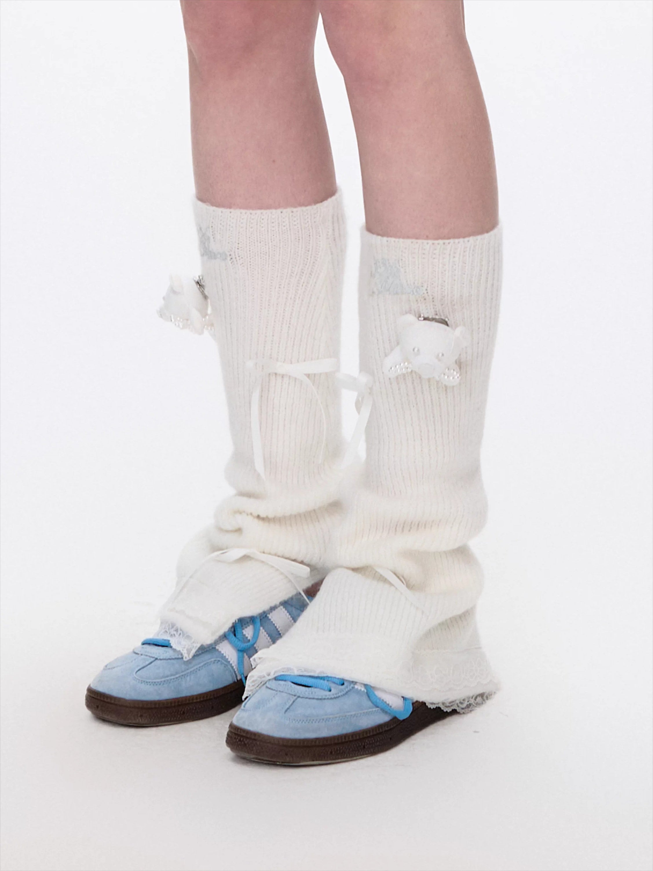 Sweet Lace Teddy Bear Slouchy Leg Warmers