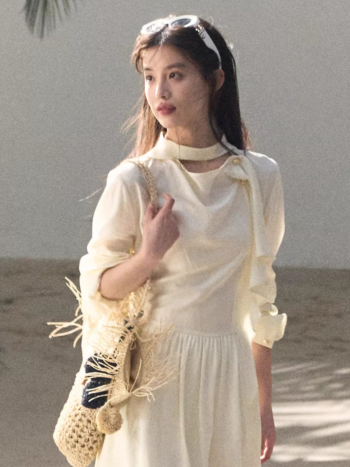 Ribbon Waist-Cinched Maxi Dress