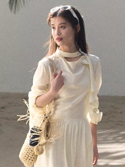 Ribbon Waist-Cinched Maxi Dress