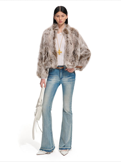 Fox Fur Stand-Collar Jacket