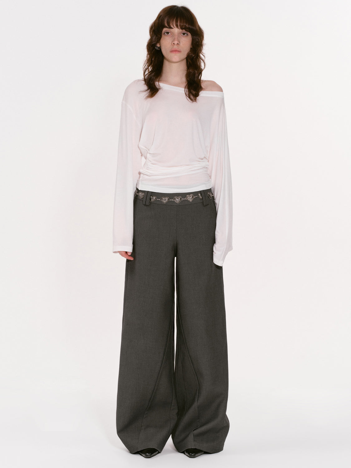 Structured Low-Waist Wide-Leg Pants