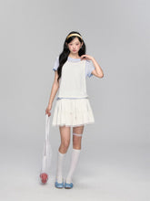 High-waisted Drawstring Lace-spliced Tiered Skirt - CHINASQUAD