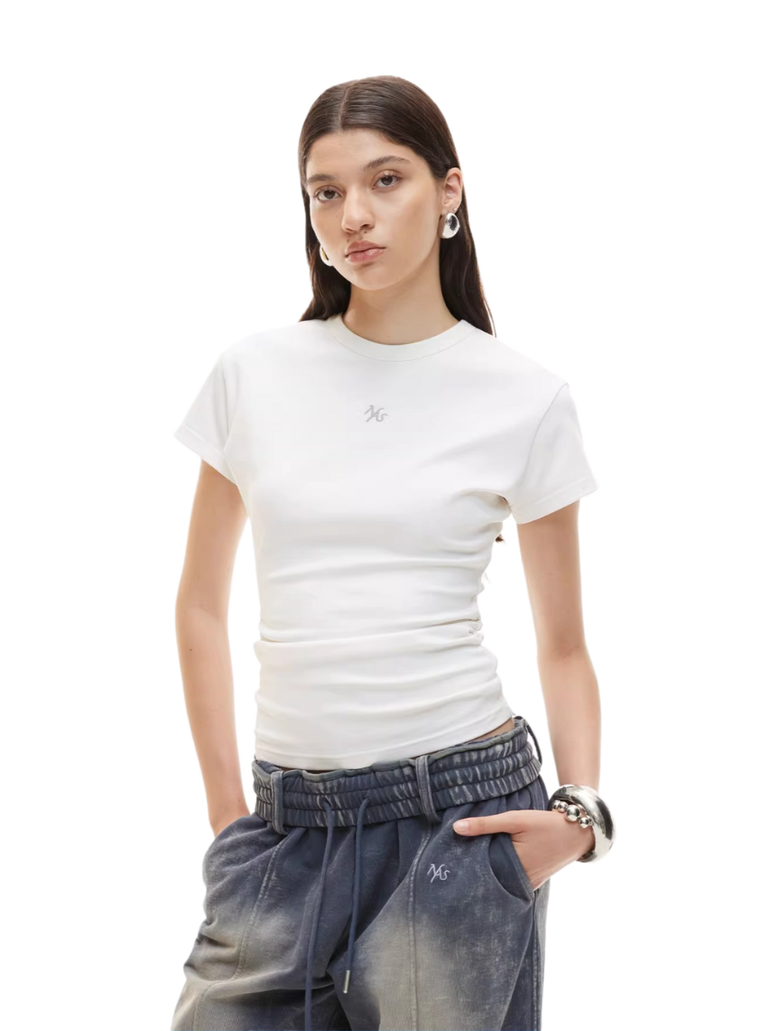Embroidered Hourglass Fit Cinched Waist Tee