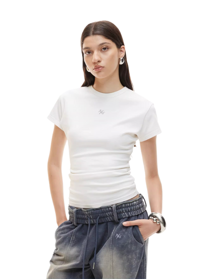Embroidered Hourglass Fit Cinched Waist Tee