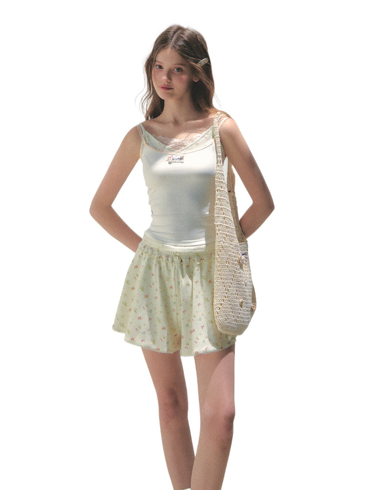 Fake Three-piece Lace Shell Logo Camisole T-shirt - CHINASQUAD