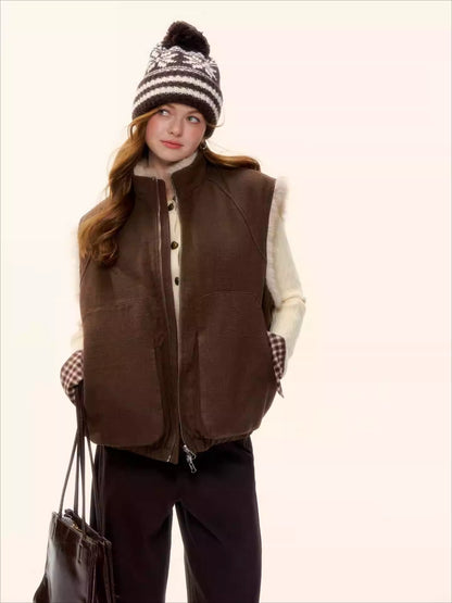 Vintage Reversible Wool-Blend Faux Fur Vest