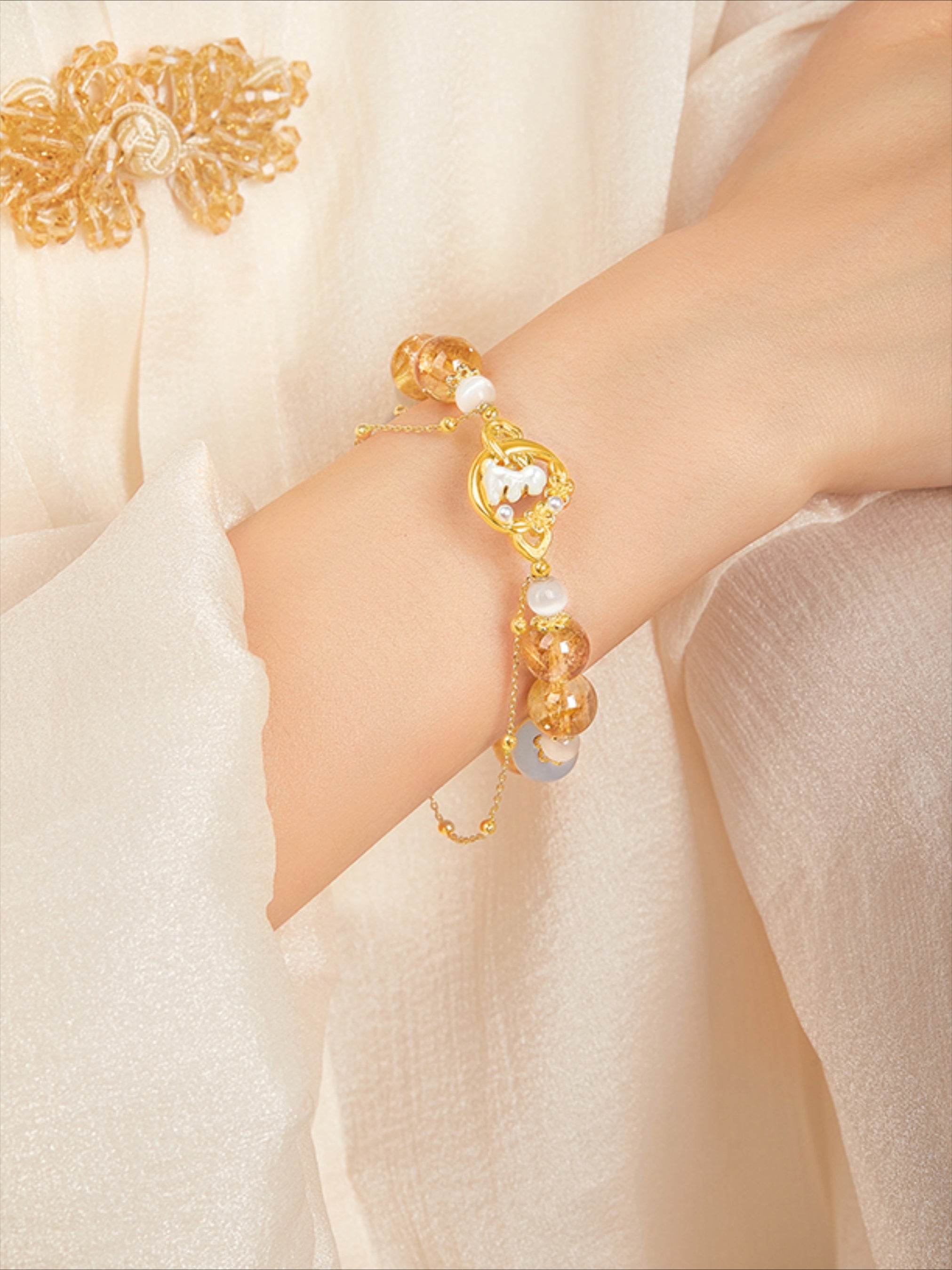 Moon Laurel Rabbit Jade Bracelet &amp; Bangle Set