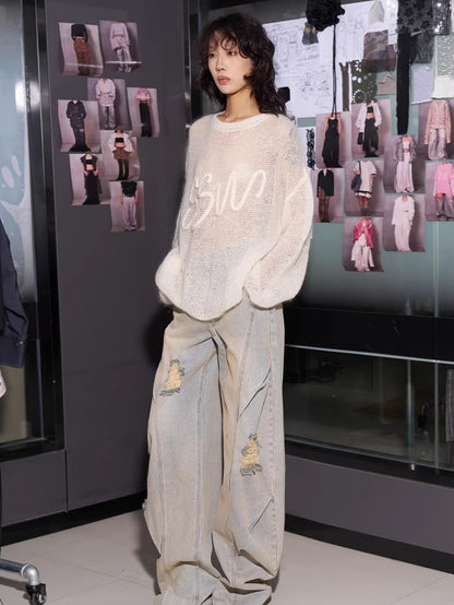 Mohair-Blend Oversized Knit Sweater