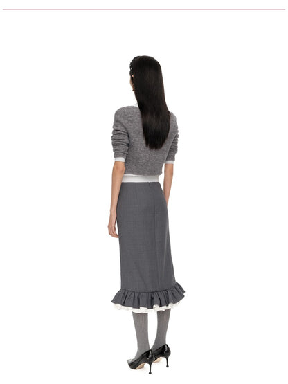Single-Button Wool-Blend Knit Cardigan