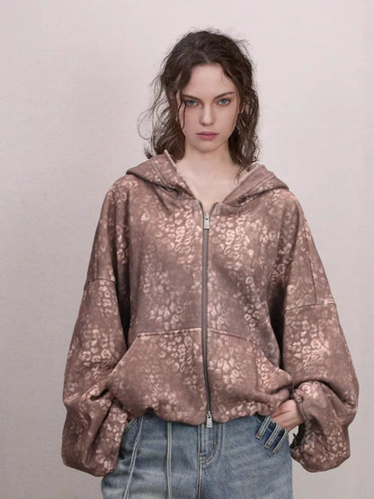 Oversized Hooded Zip-Up Sweatshirt
