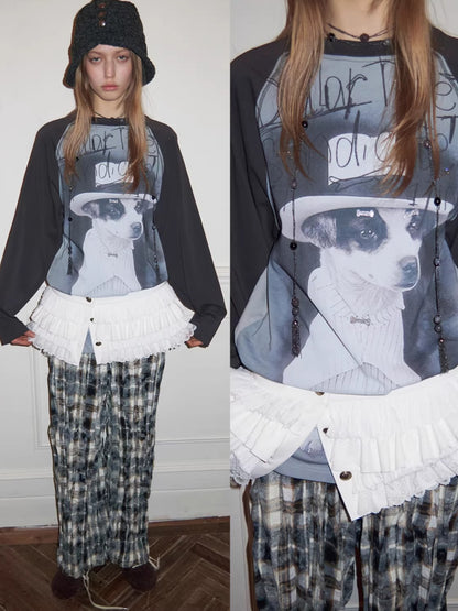 Crinkled-Waist Wide-Leg Cargo Pants