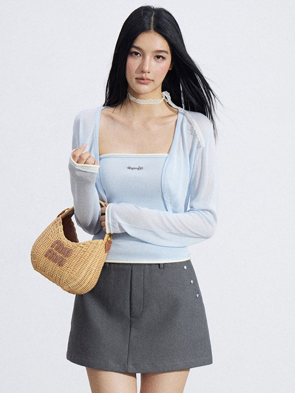 Shawl Cardigan and Bandeau Two-Piece Set