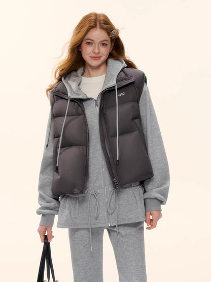 White Duck Down Puffer Stand-Collar Vest