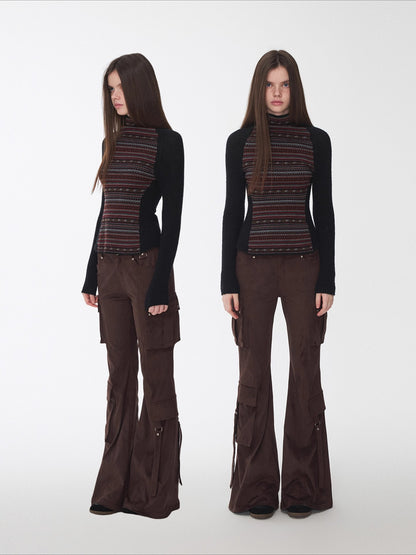 Studded Pocket Flared Utility Pants