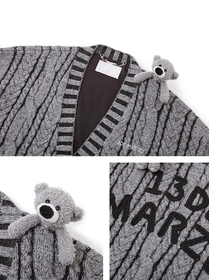 Twist-Knit Unisex V-Neck Cardigan