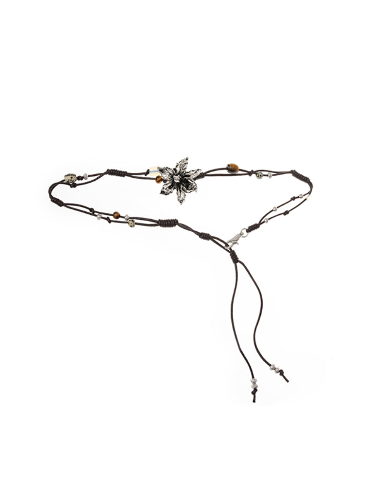 Hand-Woven Metal Flowers and Natural Stones Waist Chain - CHINASQUAD