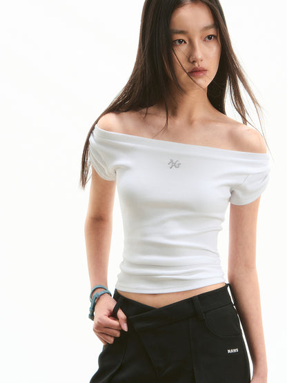 Off-Shoulder Casual Slim Fit T-Shirt