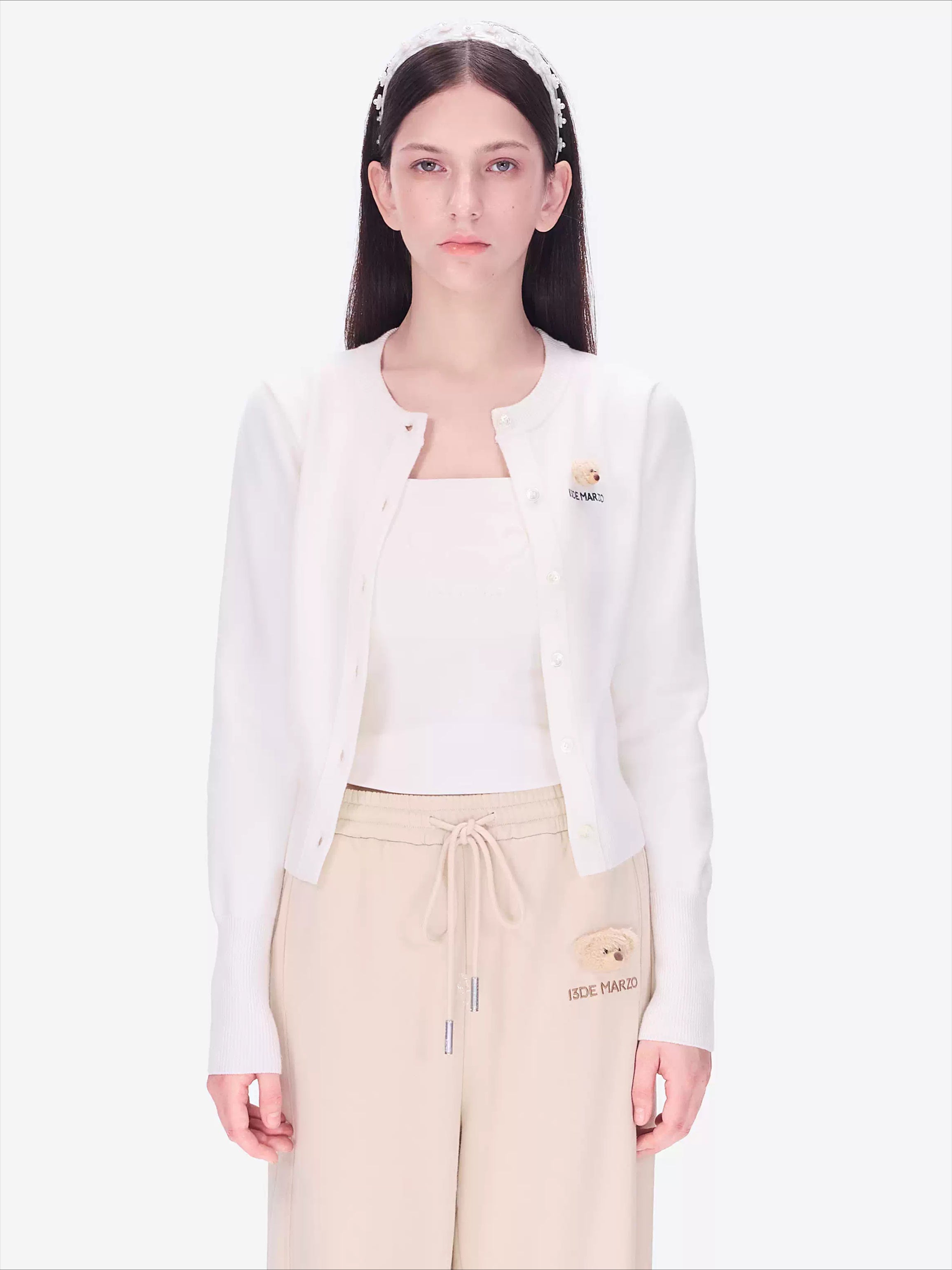 Cropped Knit Cardigan Sweater