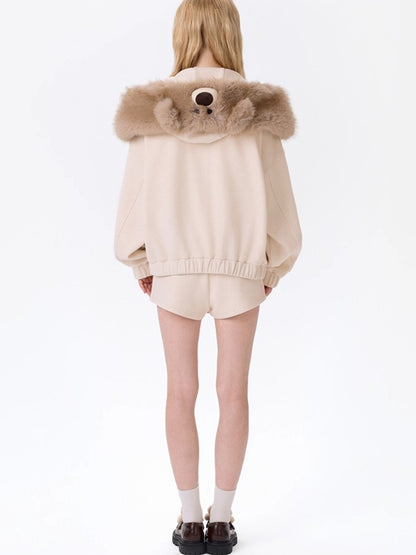 Plush Doll Fleece-Lined Straight Shorts