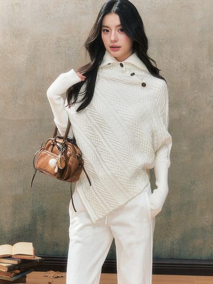 Two-Tone Round Neck Vintage Knit Sweater